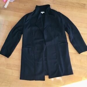 Max Studio Open Duster Jacket, Front Hand Pockets, Black, Size L